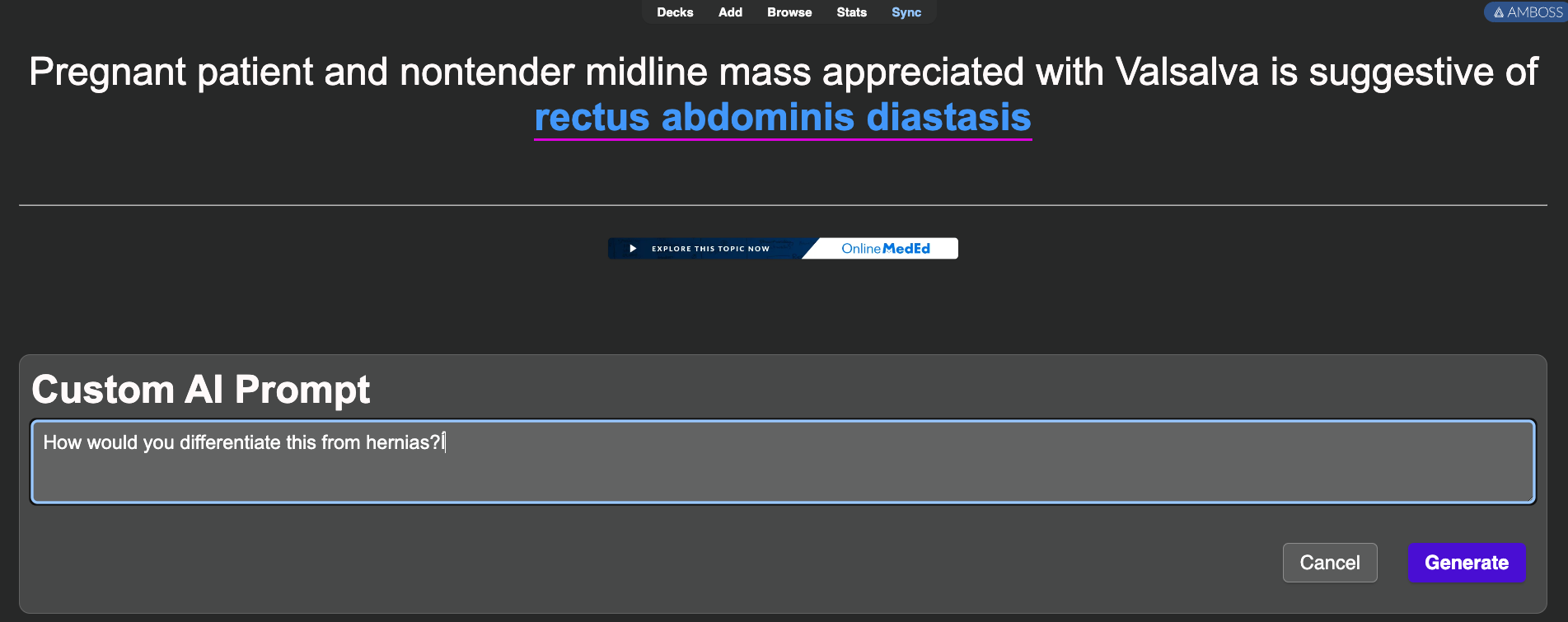 Custom prompt input dialog showing how users can type any custom explanation request